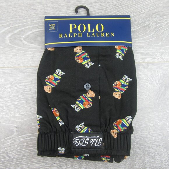 Polo Ralph Lauren Basketball Bear Boxer Briefs Men's Size Large Black NEW FL404S - Picture 2 of 9